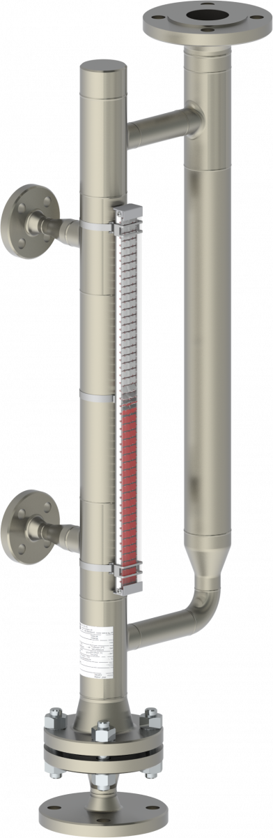 A picture, visual magnetic bypass level indicator special VLI for up to 630 bar process pressure